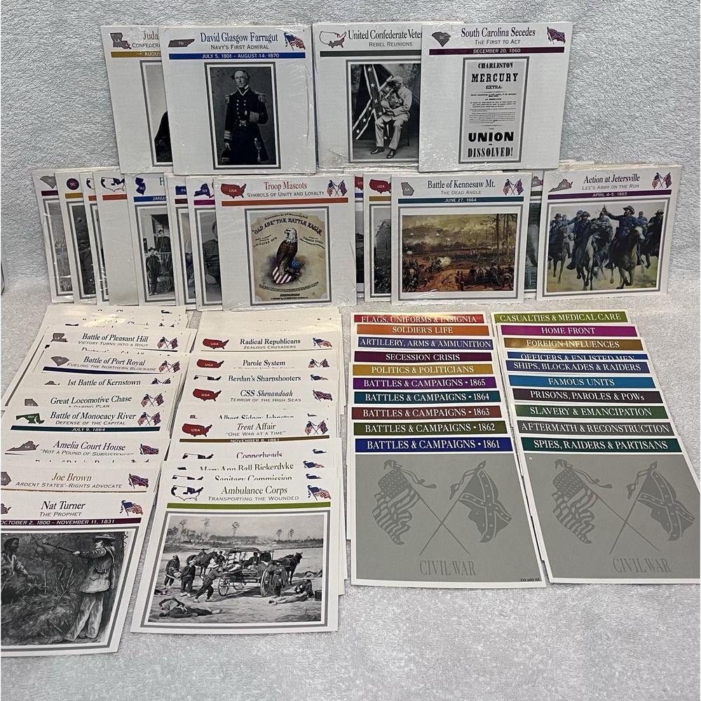 Huge Lot Of Civil War Atlas Edition Collector Cards 26 Sealed Packs Dividers‎